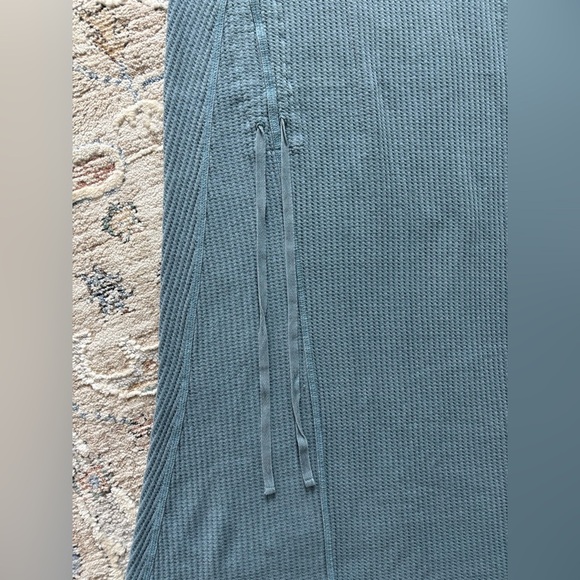 Anthropologie Elan Women's Blue Mock Neck Maxi Waffle Knit Tie Dress Size M - Picture 3 of 7